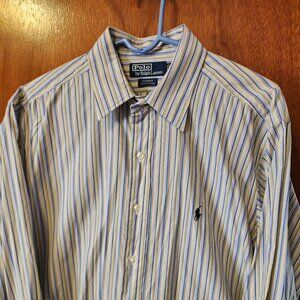 Men's 16.5 34/35 Polo Ralph Lauren Andrew Striped Long Sleeve Button Down Shirt